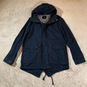 Globe Australia Women Small Jacket Navy Blue Canvas Hooded Lightweight Outerwear